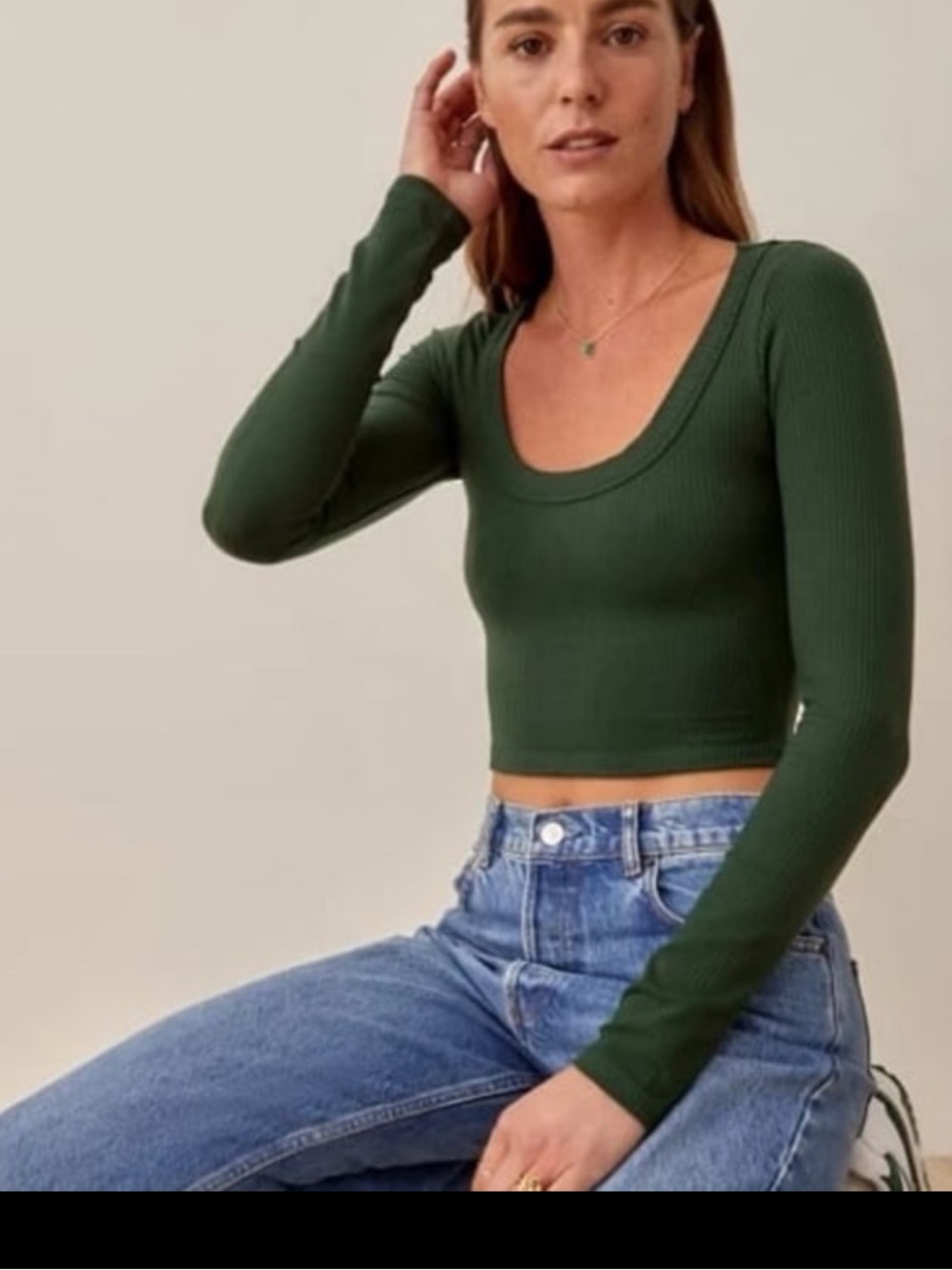 Reformation Paige Rib Knit Crop Top size Medium